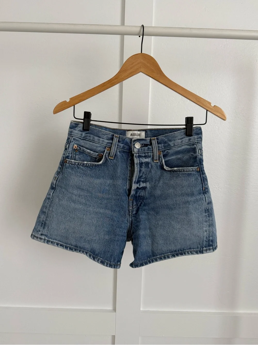 Agolde Parker Long Mid-Rise Denim Shorts